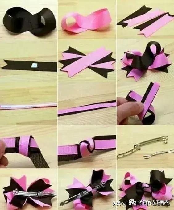 缎带头饰儿童,缎带蝴蝶结发饰发夹制作教程