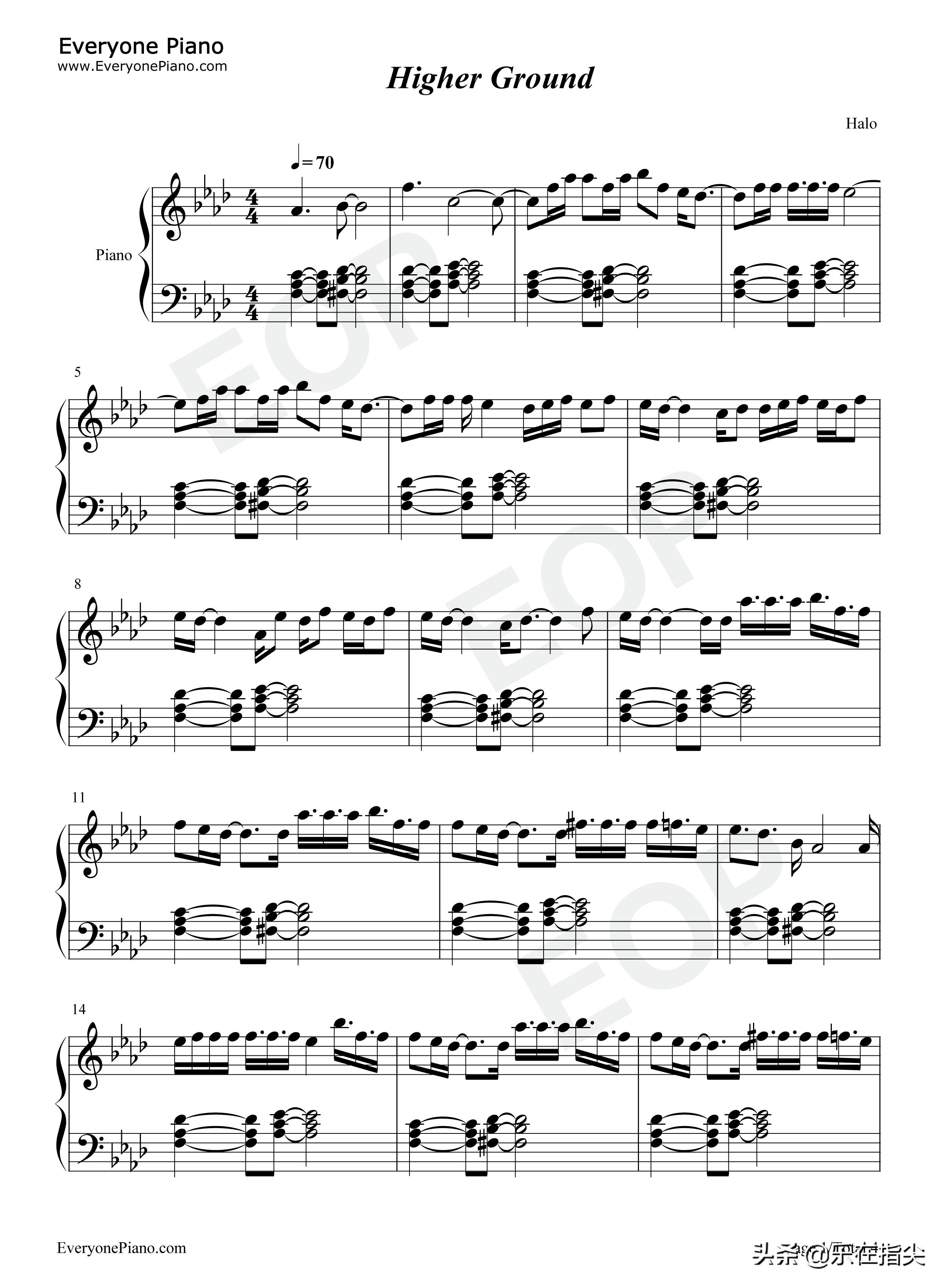 HigherGround-简谱五线谱钢琴谱电子琴谱