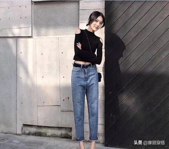 卷裤脚日系哈伦裤,小腿外翻适合哈伦裤与直筒裤