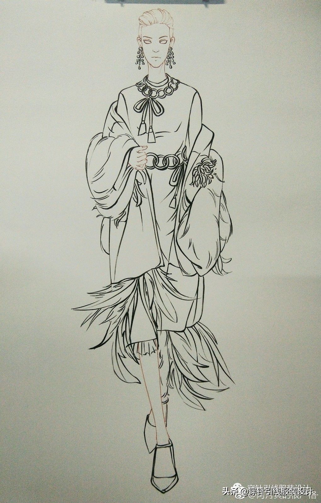 礼服服装效果图手绘,西装手绘服装效果图