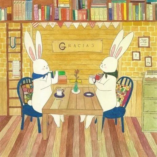 韩国插画师可爱兔子,插画师兔子