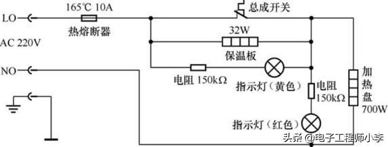 老式电饭锅电路原理图,美的电饭锅主板电路图解