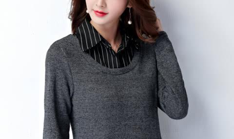 刘涛同款条纹衬衫V领毛衣假两件！彰显女人精炼贵气的独特魅力