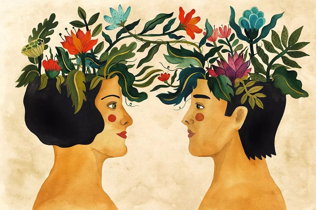 在诱人的民间插画中，艾奇将“不安”与花卉融为一体