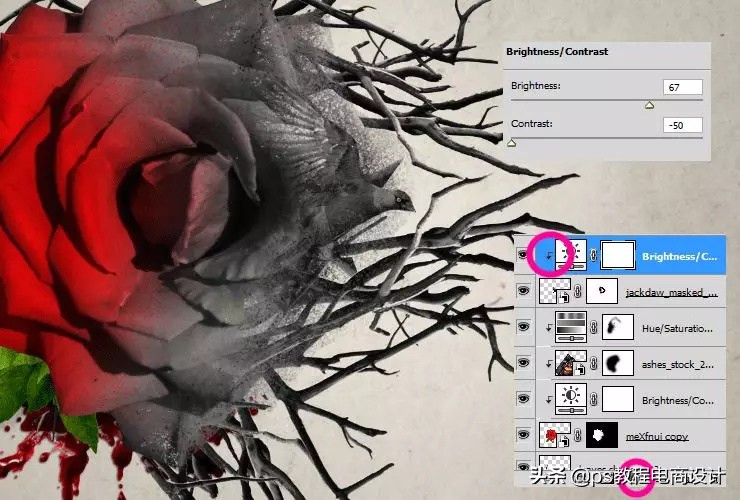ps怎么把玫瑰变成金黄色,ps蝴蝶和鲜花合成