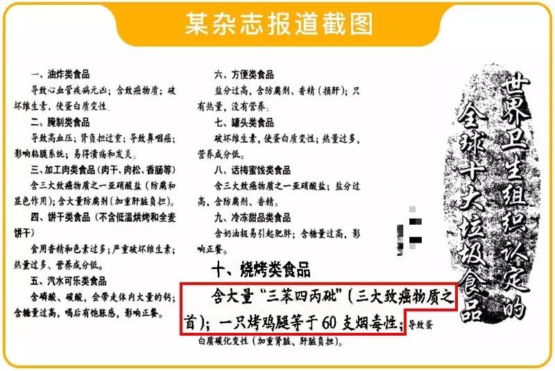 吃1个烤鸡腿等于抽60支烟,烤鸡翅致癌是真的吗
