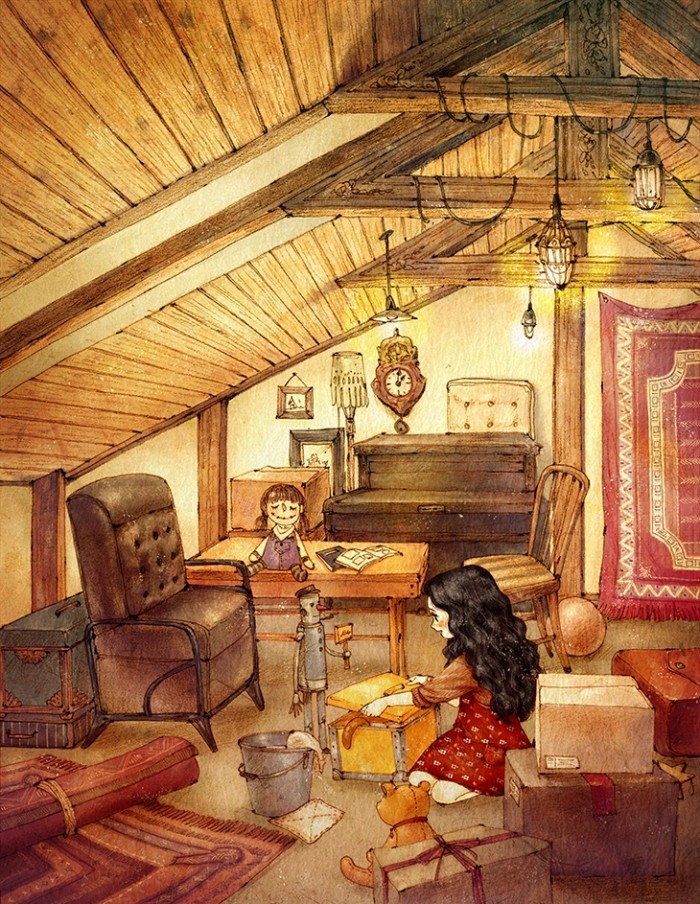 韩国插画师森林女孩日记图文,水彩插画森林女孩日记