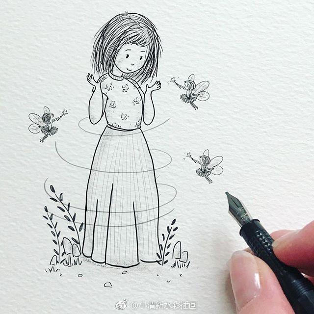 治愈插画手绘简笔画,笔记本插画手绘简笔画