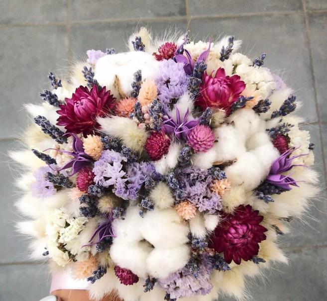 兔尾草永生花制作,兔尾草花束制作