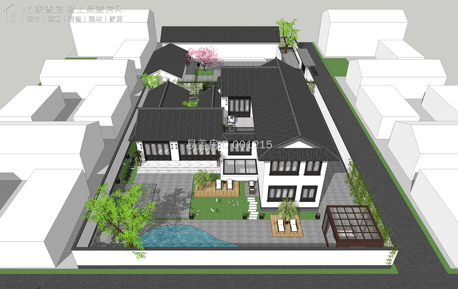 带地下室的二层农村小院别墅,简单大气带庭院的二层乡下房屋