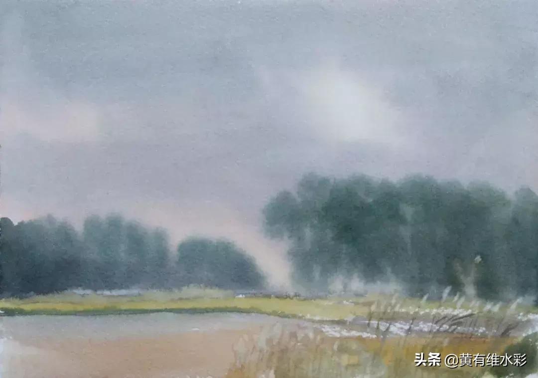 水彩画山风景入门,远山画法入门教程