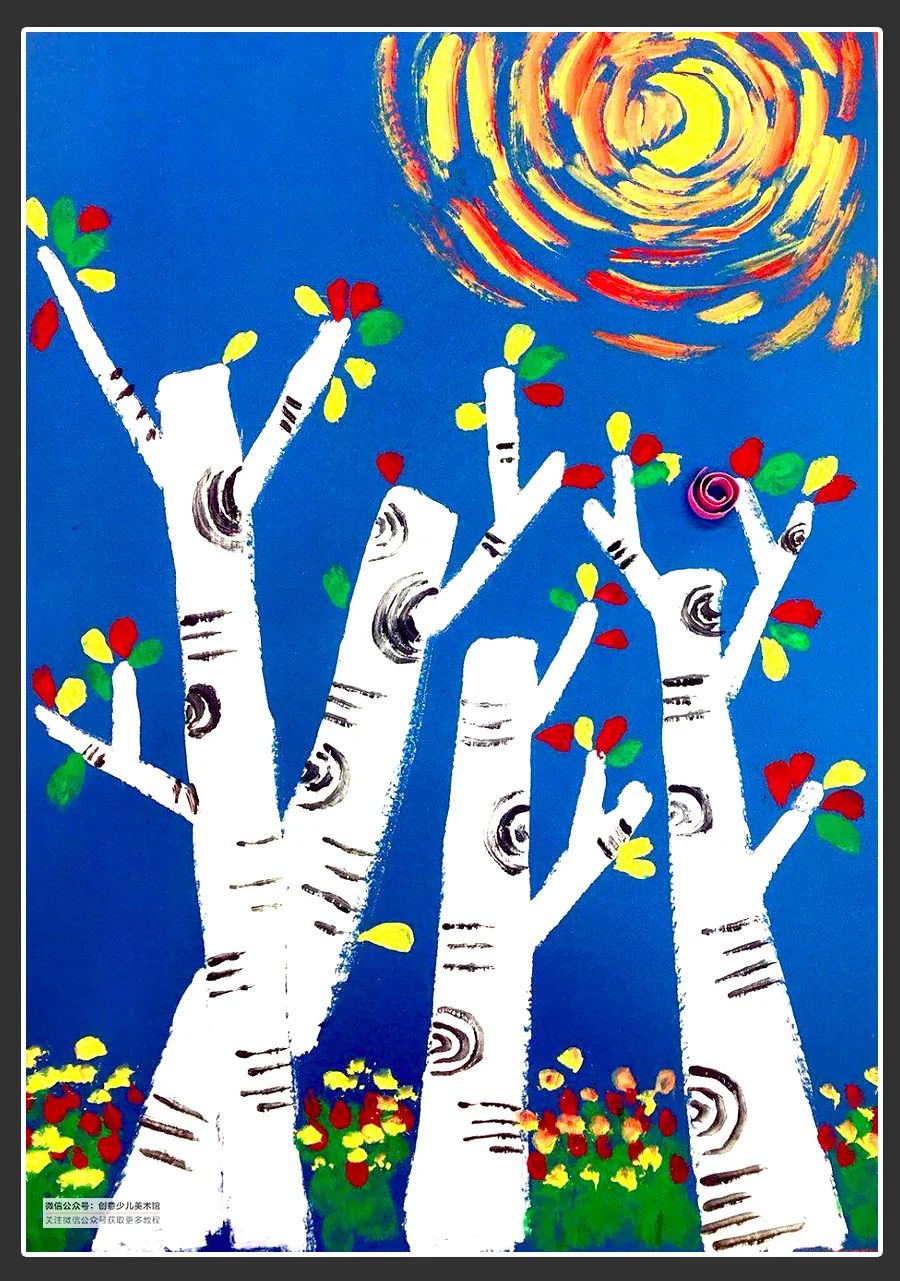 绘画素材9-12岁风景,绘画作品儿童创意7-10岁颜料画