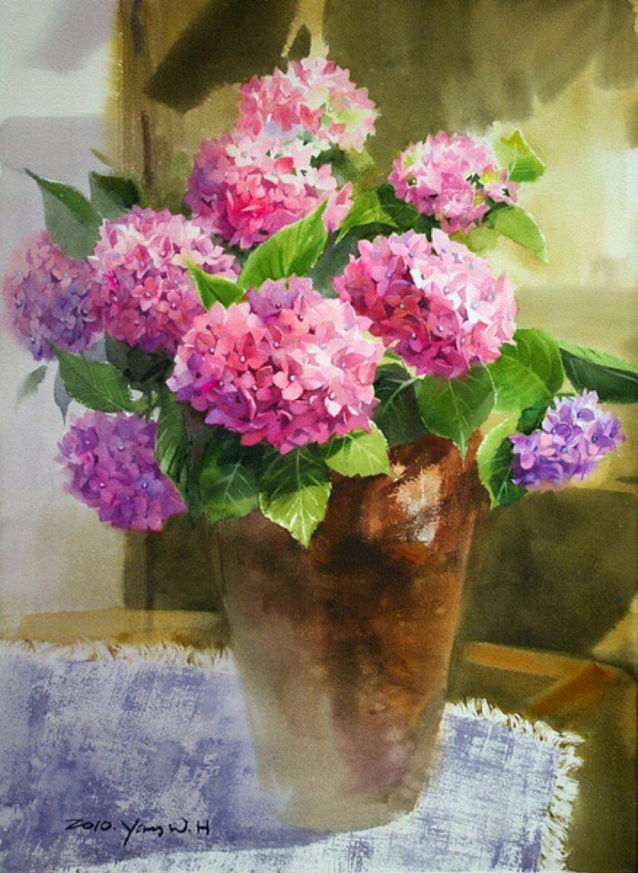 写实水彩花卉单体,细腻写实的花卉植物水彩手绘