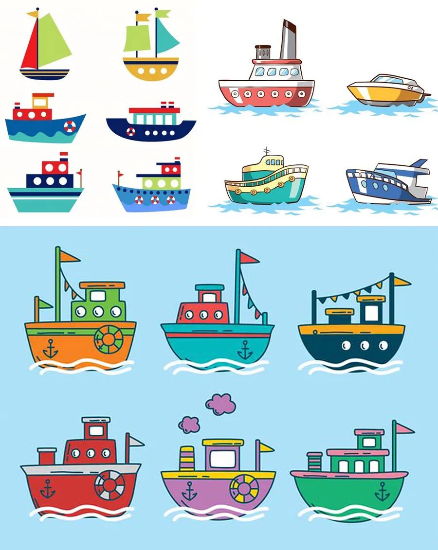 儿童画船简单又漂亮,儿童画作品船