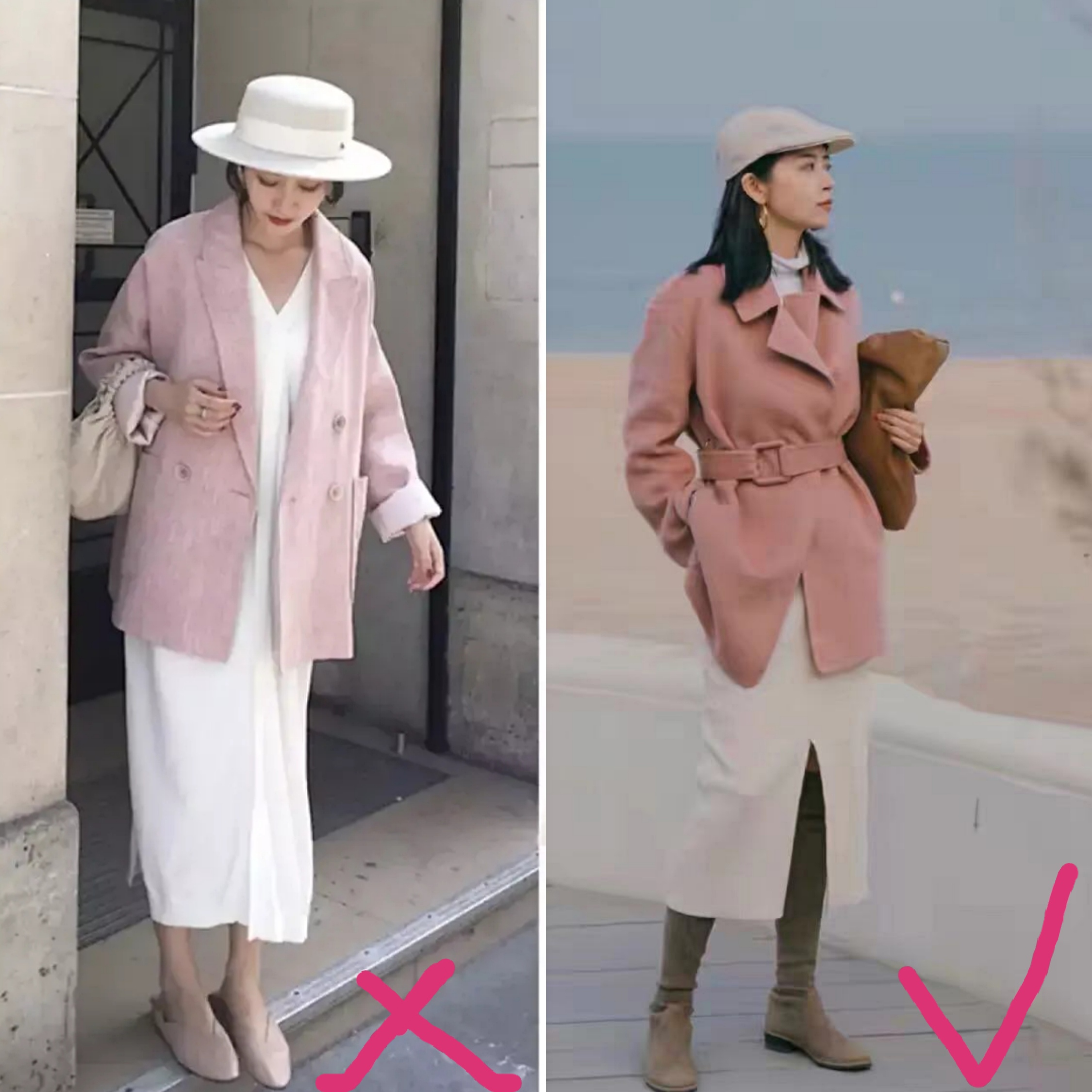 小个子粉色长款大衣搭什么宽头鞋,穿粉色大衣配什么颜色的包包好看