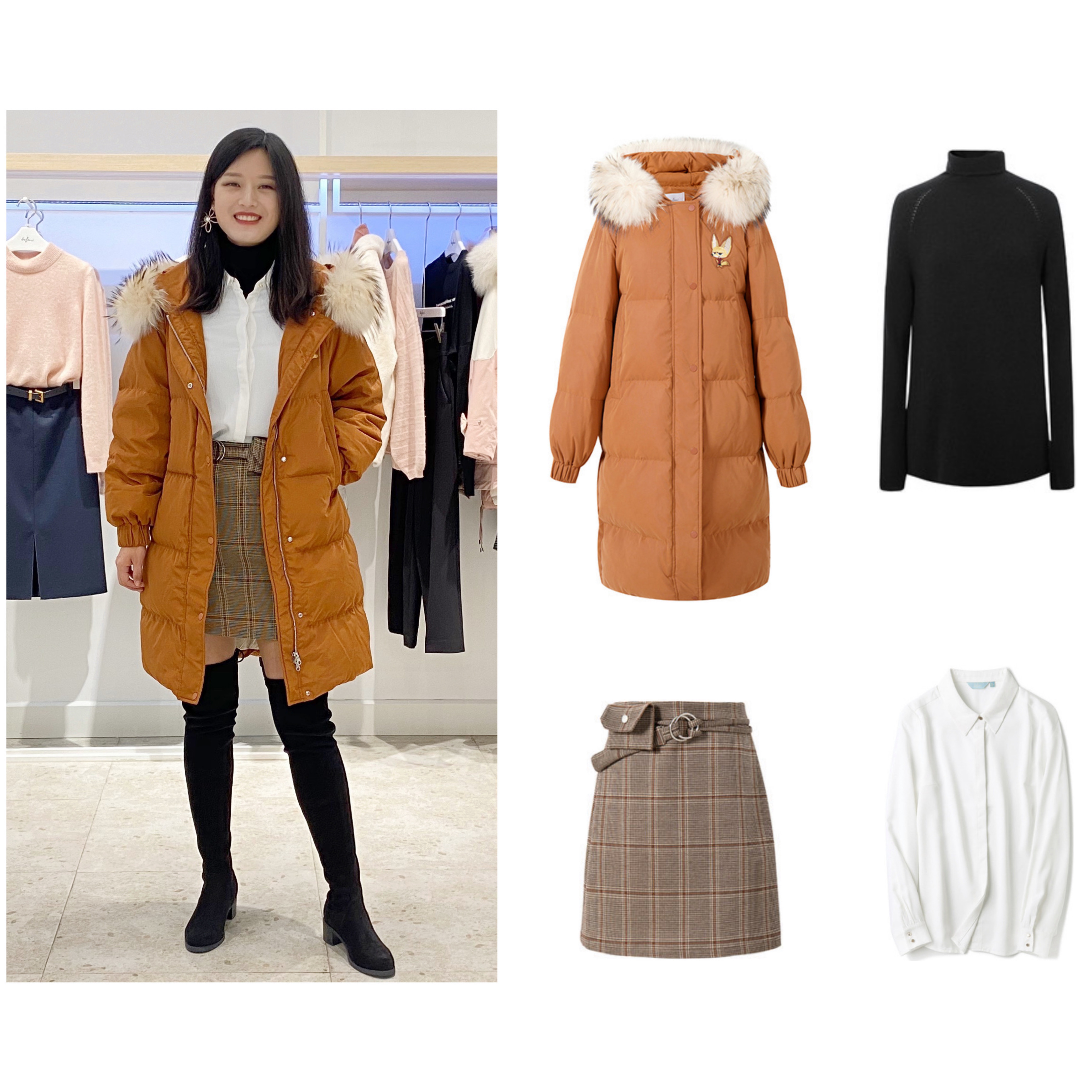伊芙丽大毛领羽绒服,伊芙丽新款羽绒服穿搭