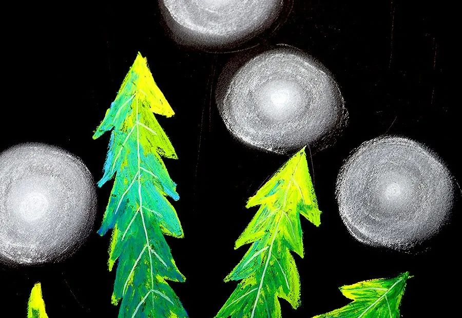 油画棒儿童画蒲公英,儿童画油画棒教程大全