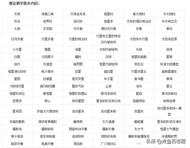 专业天文知识,中国古天文学专业