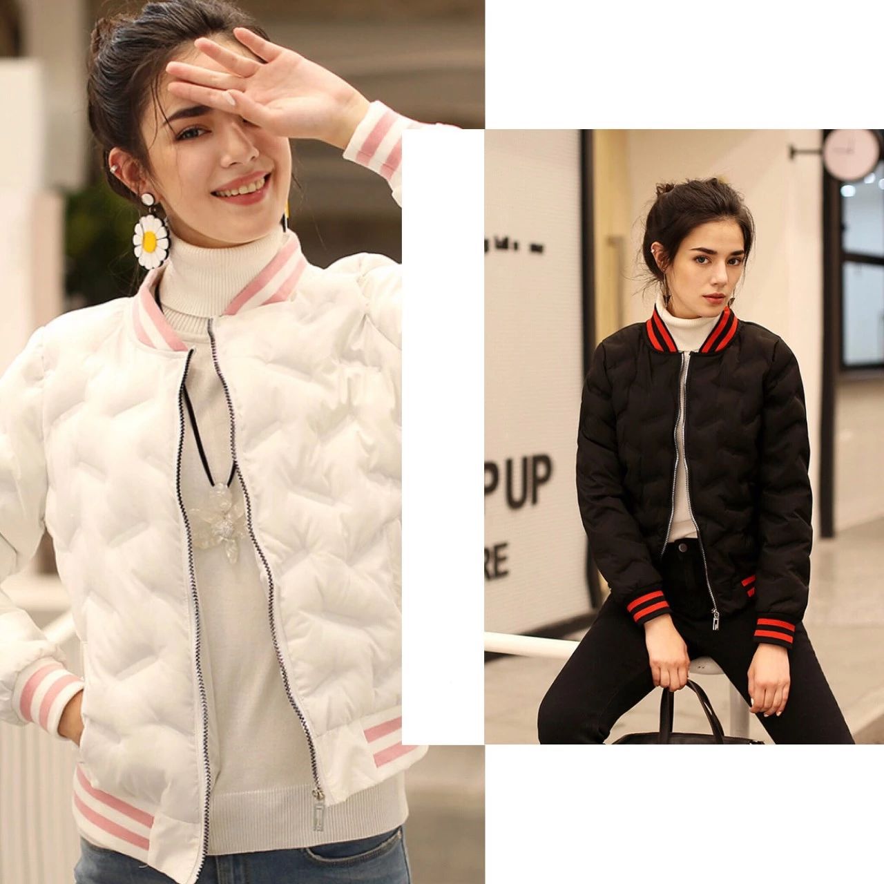 150斤面包服显瘦,面包服加直筒裤