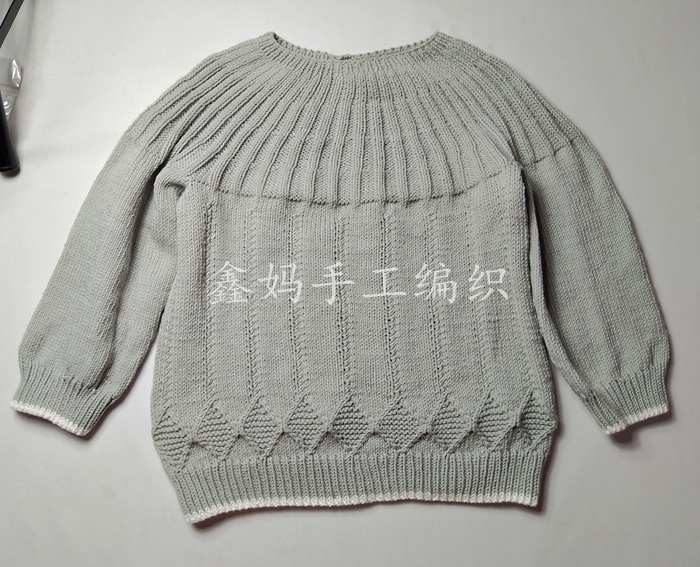 鑫妈编织麦穗花提花套头毛衣教程,鑫妈手工编织毛衣双色图案