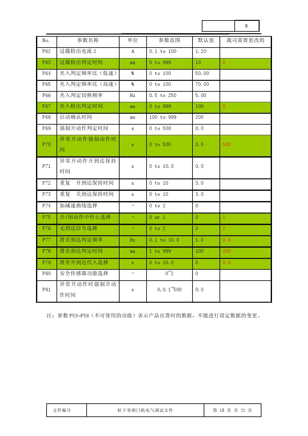 松下门电机调试,松下变频门机参数设置