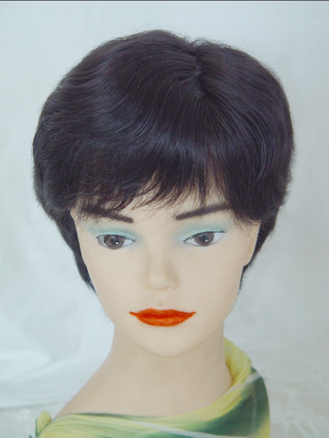 遮盖白发头顶的假发,假发遮盖白发发型