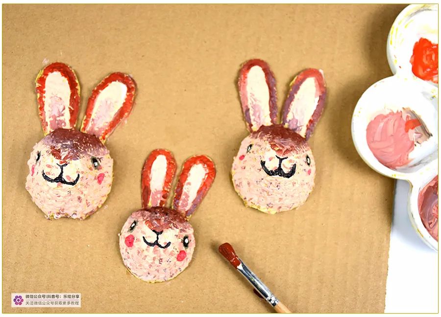 小学生变废为宝的手工画,儿童画创意画可爱的小兔子