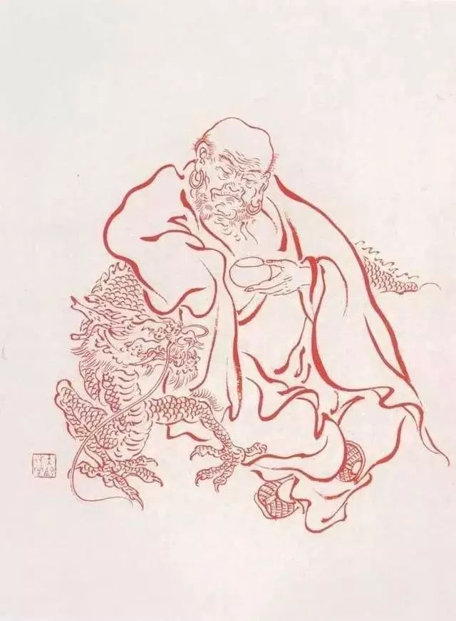 弘一法师的蓝底描金十八罗汉作品,弘一大师100万罗汉图写意