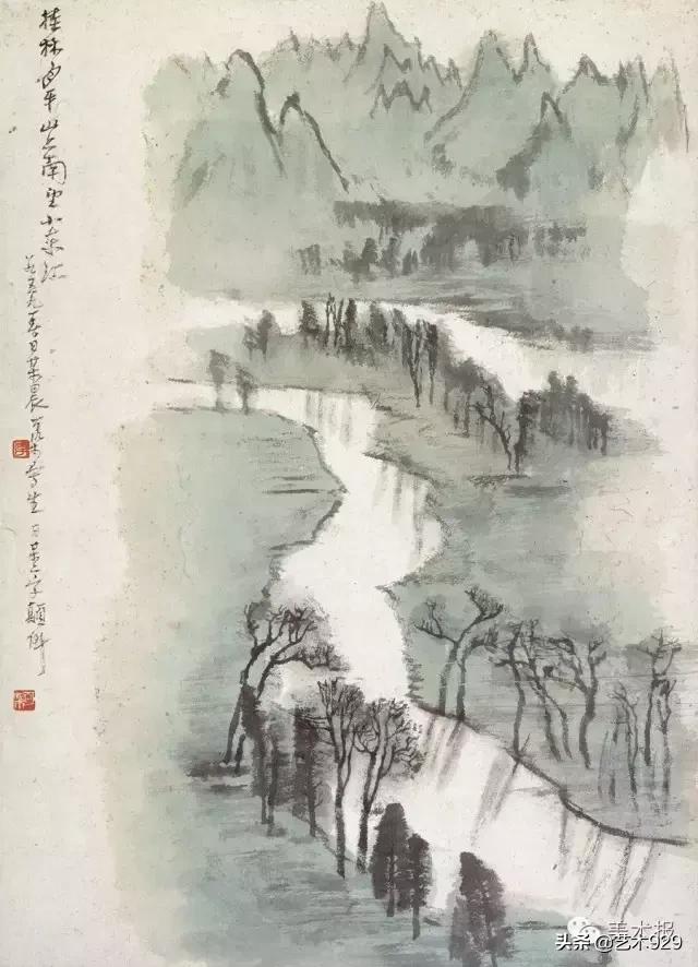 国画山水名家名段欣赏李可染,李可染画逆光山水一绝后附视频