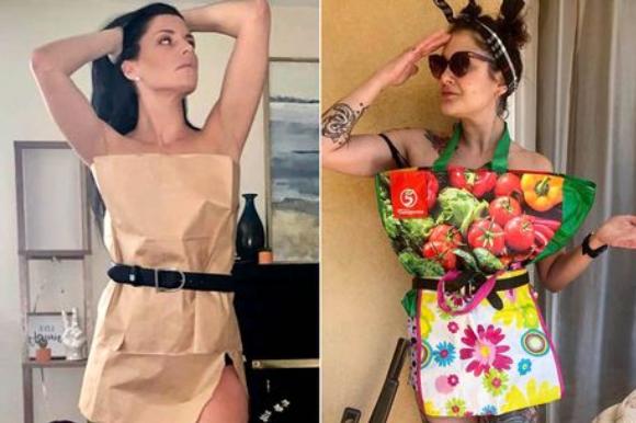 外国女人挑战将自己塞进行李箱,外国女性购物袋