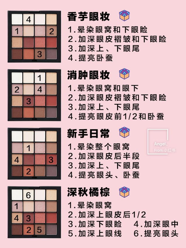 NYX眼影40色烟熏妆教程,nyx眼影教程40色大地色