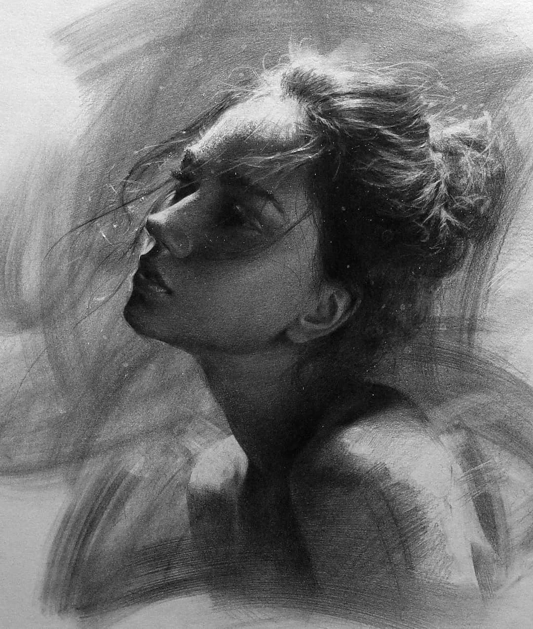 一眼惊艳的素描画,一眼望不到尽头的路素描画