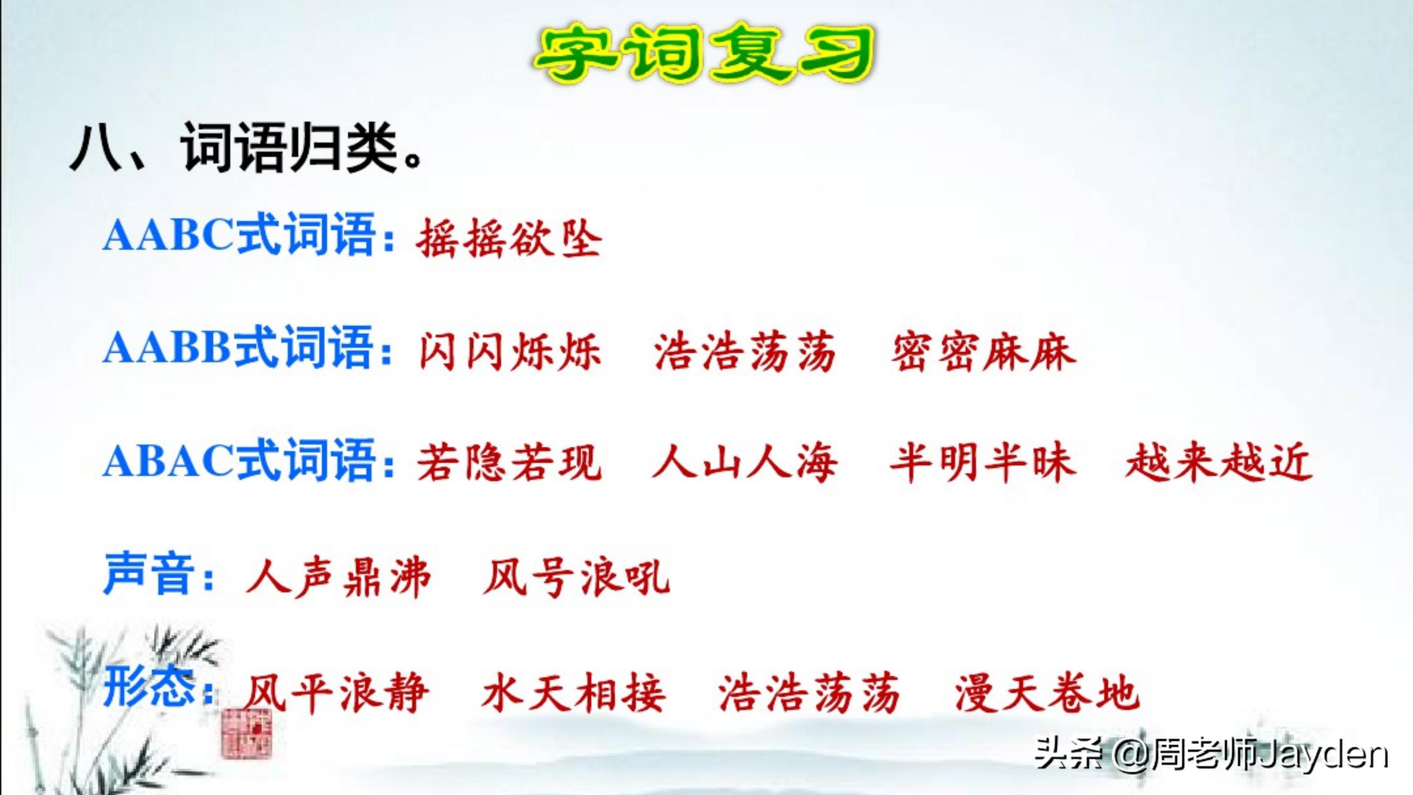 四年级语文上期末总复习梳理导图,四年级语文复习课ppt