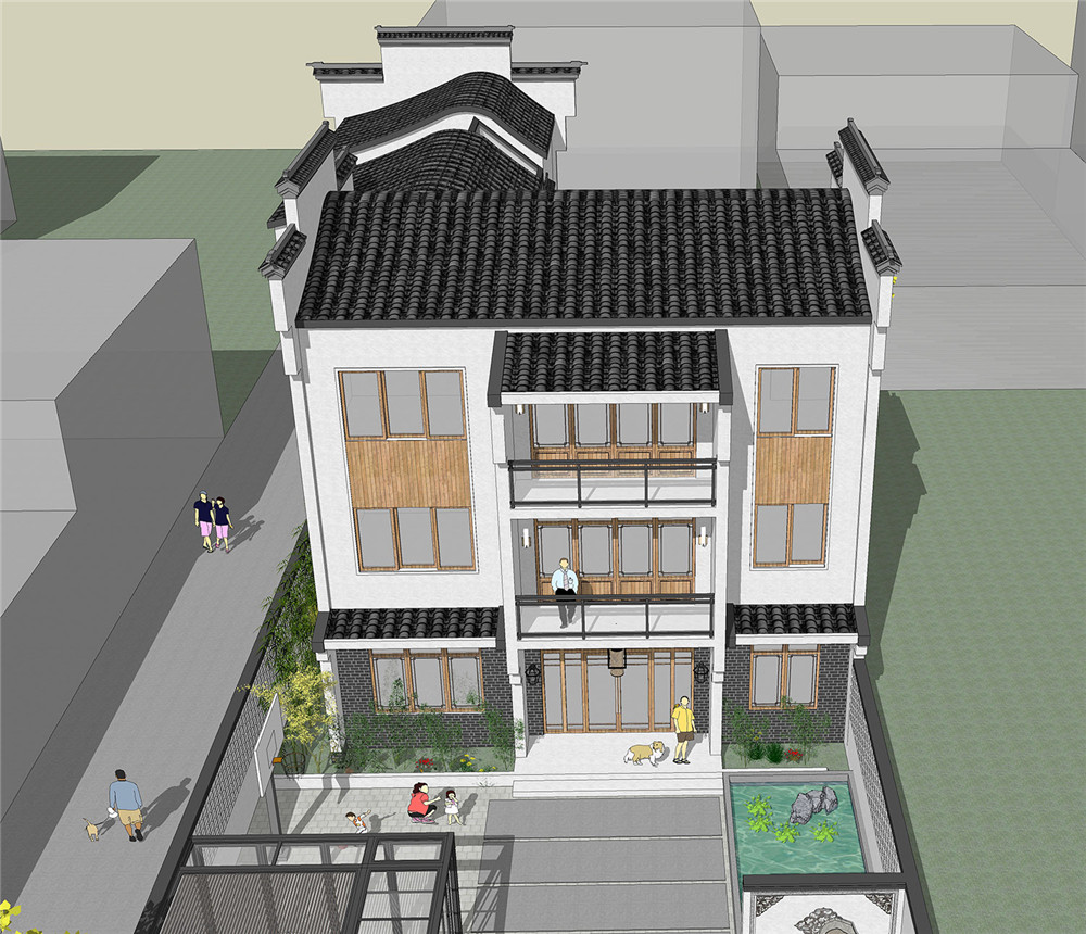 徽派中式自建独栋庭院小别墅,自建徽派中式小别墅100平米