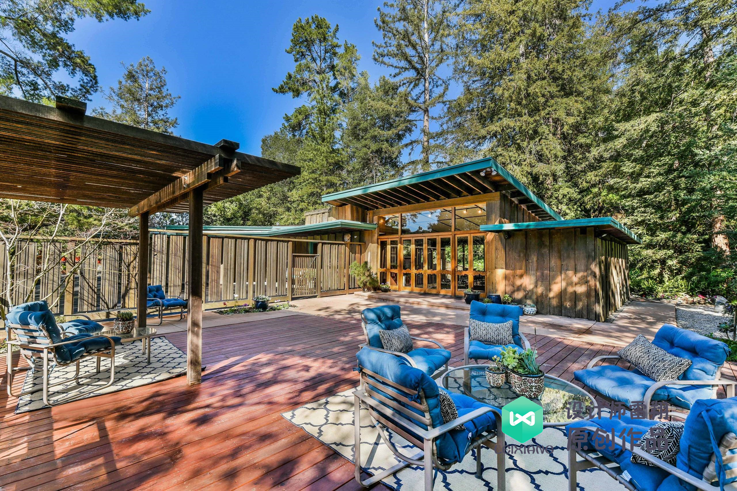 庭院防腐木颜色搭配效果图,庭院怎么铺装防腐木