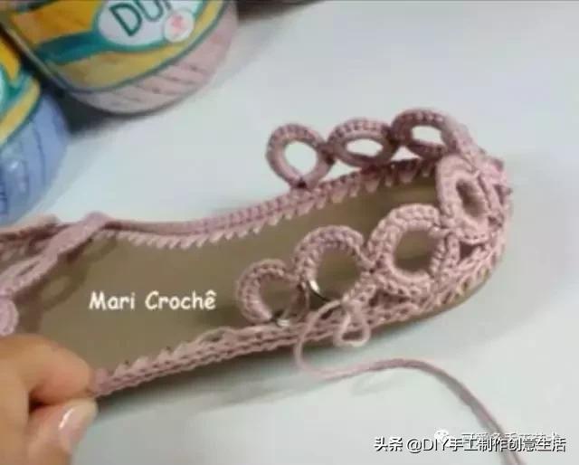 旧鞋底改造钩针鞋教程,手工钩鞋教程春夏季椰子鞋