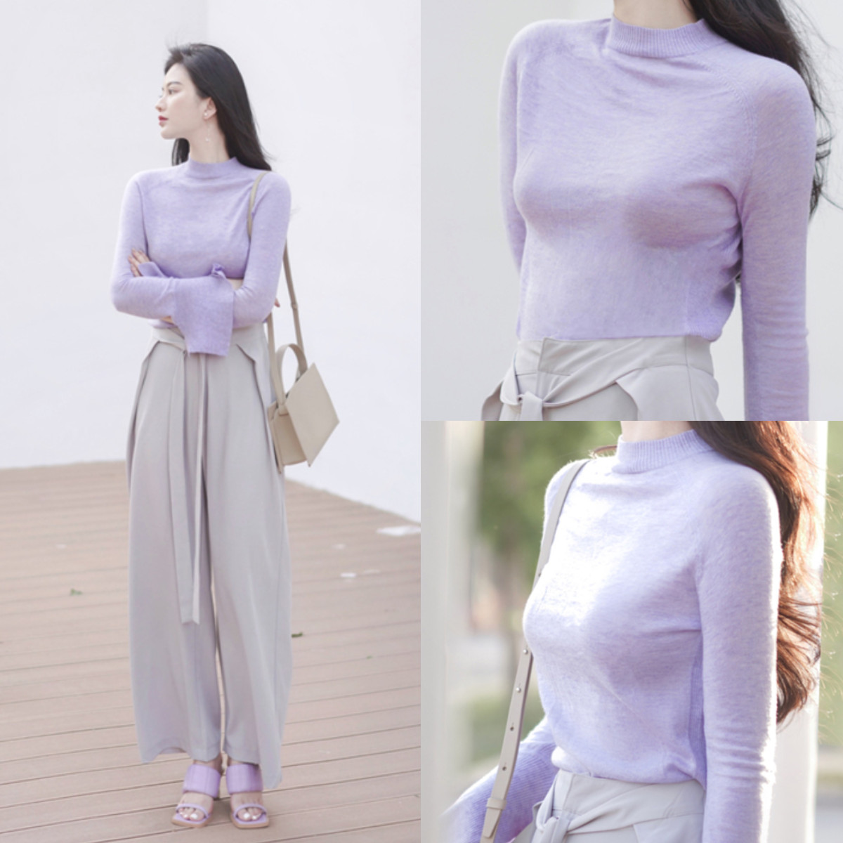 买针织衫选什么面料,焦糖色针织衫显肤色白