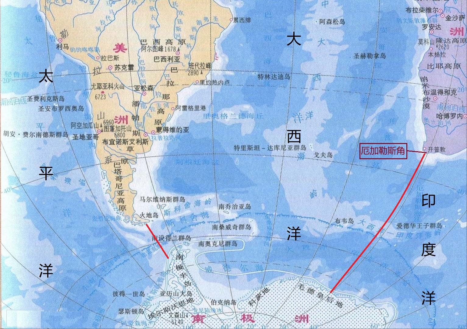 四大洋地理关系,四大洋和几大洲