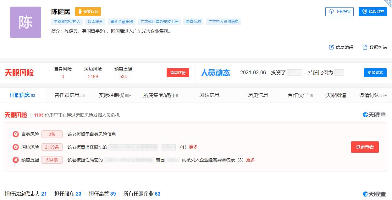 中图科技IPO：陈健民“一股独大”令人忧实控99+家公司风险迭出