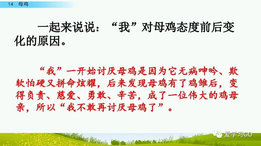 四年级下册语文母鸡课文重点讲解,四年级下册语文14课母鸡重点知识