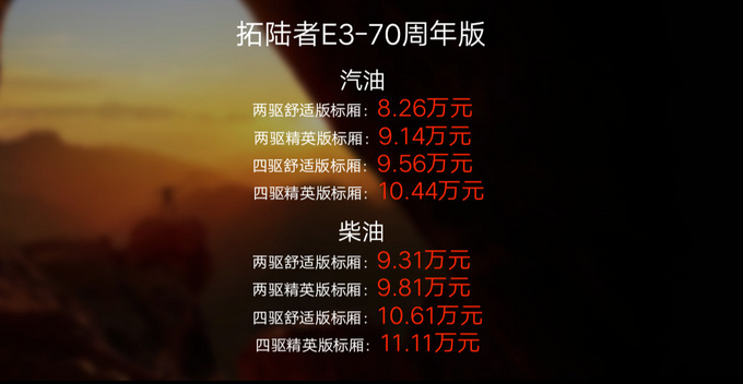 福田拓陆者e3国五现在多少钱,福田拓陆者e3全封闭版