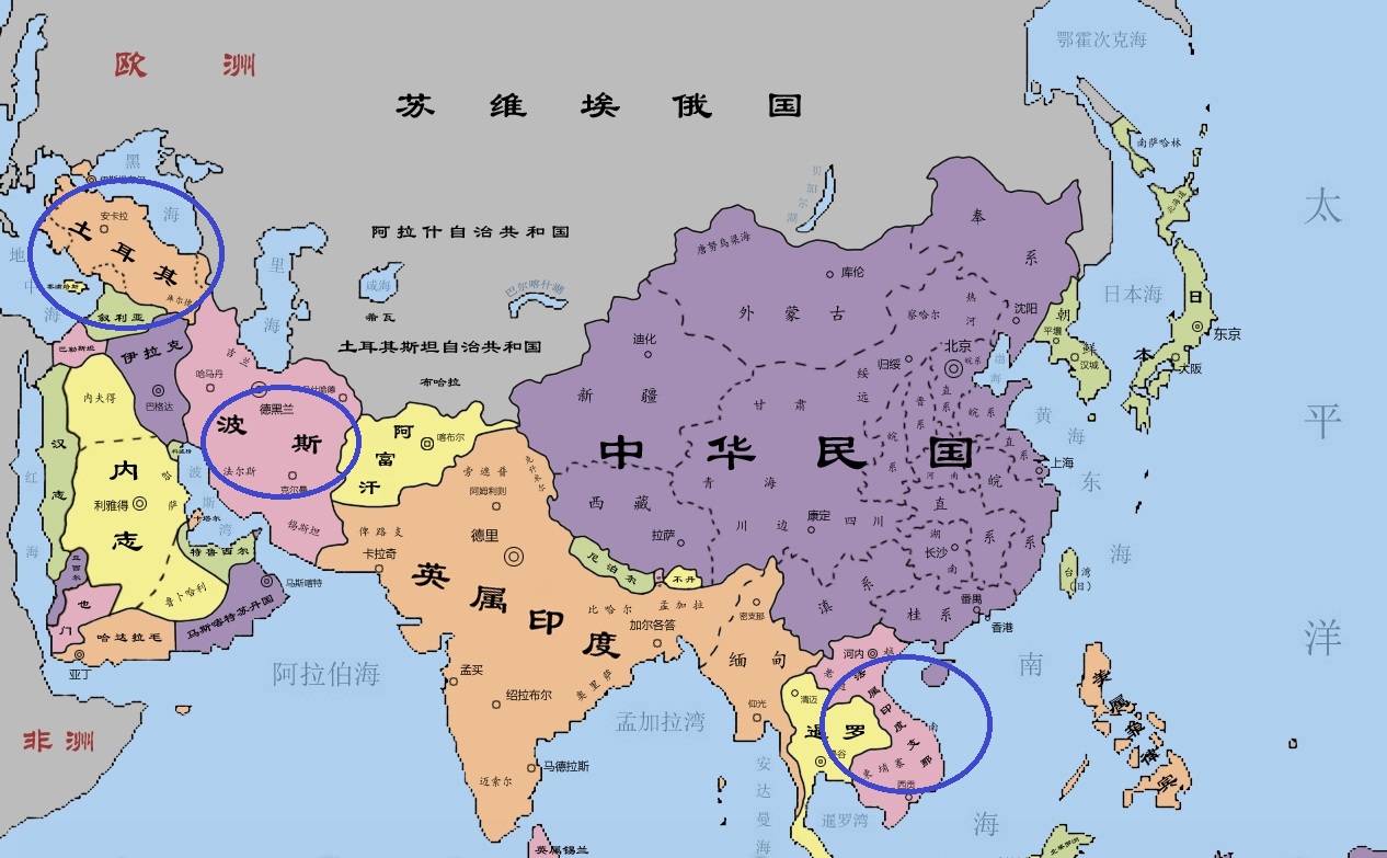 不包括中国，亚洲仍有3个五百年帝国坚持到20世纪，都变成共和国