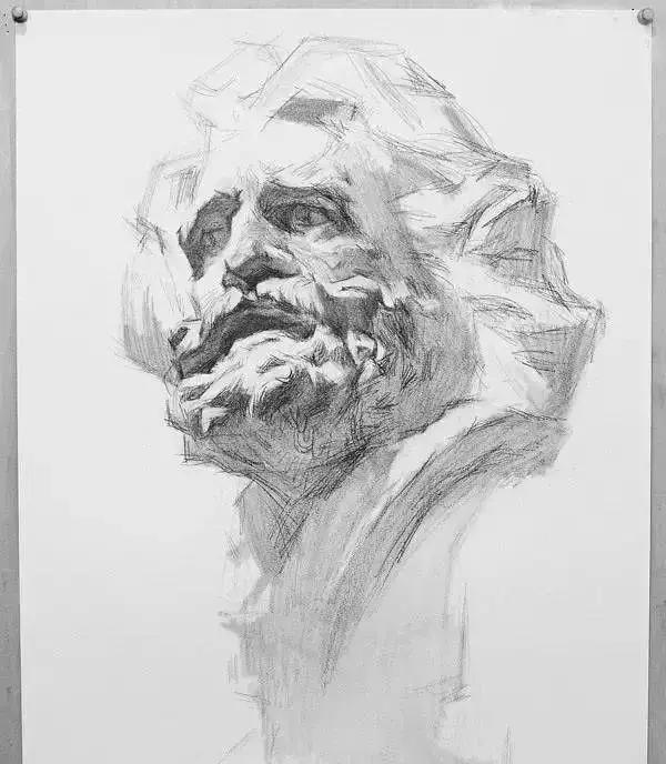 海盗侧面素描石膏头像步骤,素描石膏几何体组合