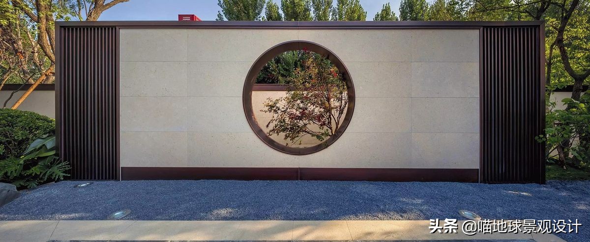 景墙圆形造型价格,简洁欧式庭院景观墙设计