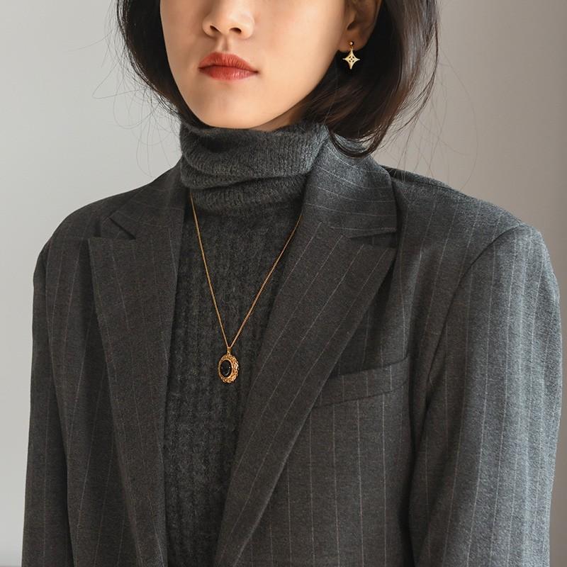 小仙女洋气毛衣有领,毛衣链轻奢小众高级感百搭