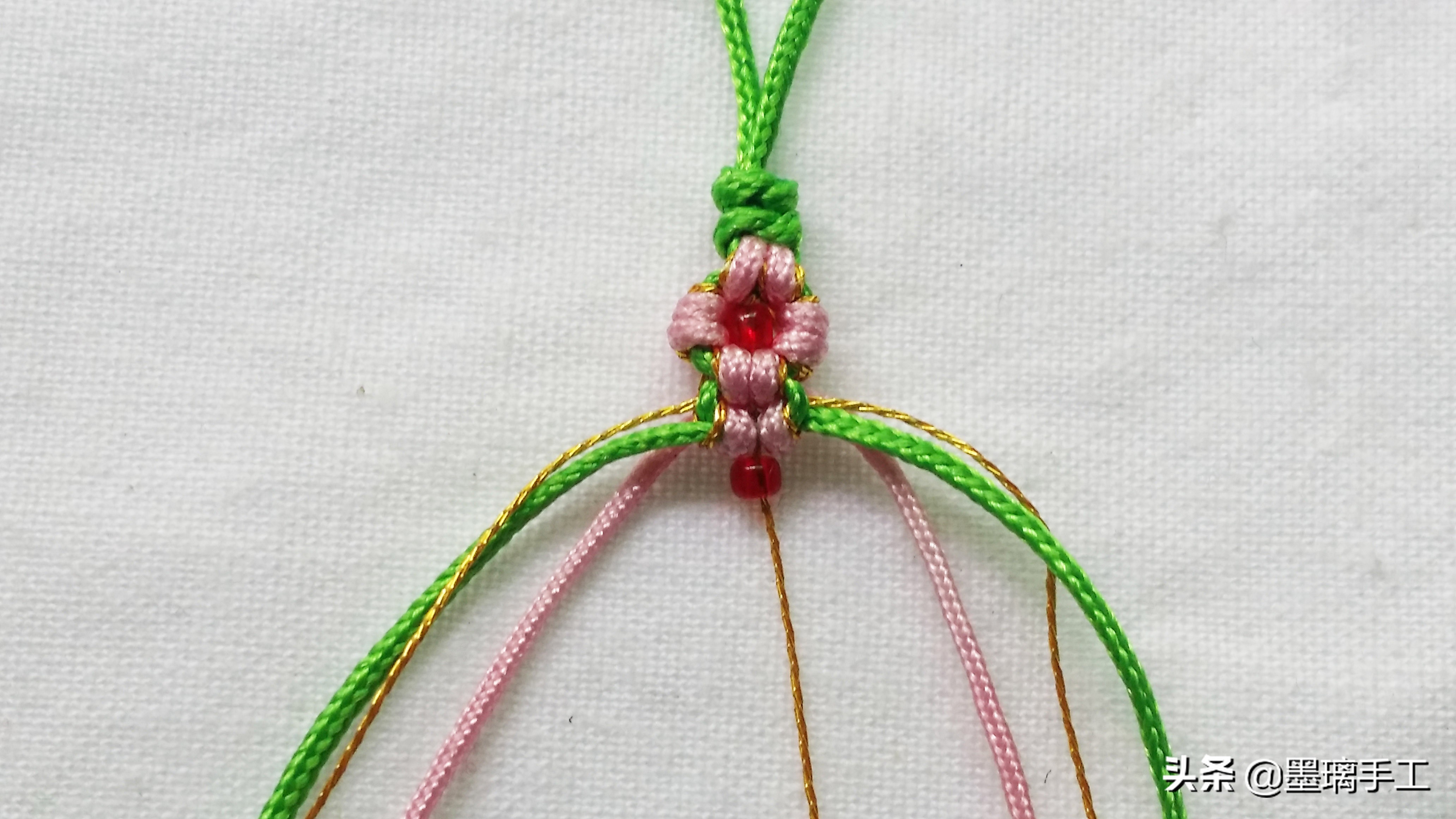手工编织手链桃花结教程视频,简单手机绳编织教程简单又好看