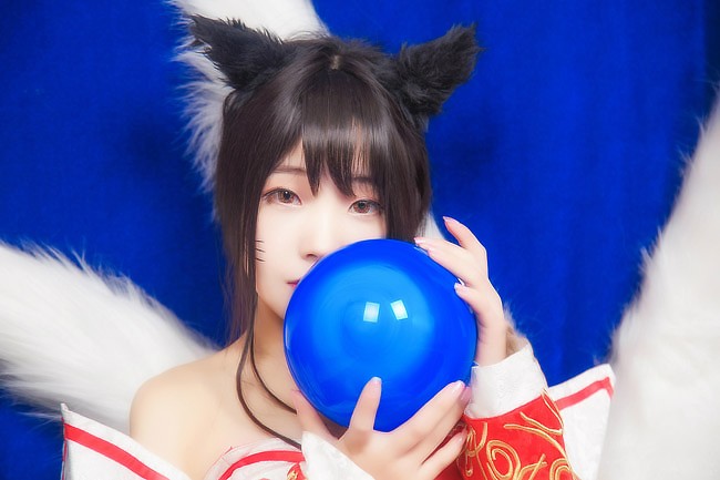 英雄联盟紫色阿狸cos,游戏英雄联盟九尾妖狐阿狸cosplay