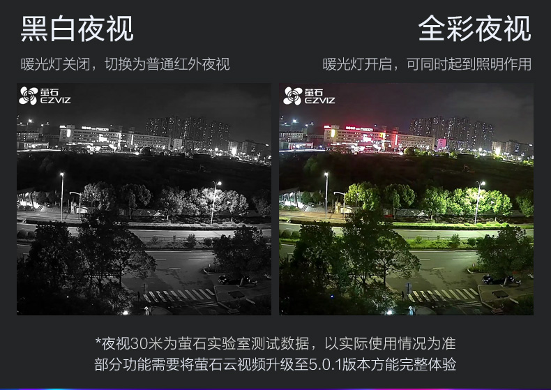 海康威视萤石C6c星光夜视功能,c5w萤石4g全网通摄像机连接音箱