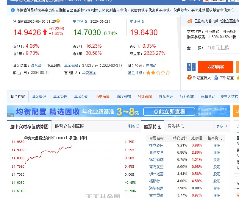 华夏大盘混合精选000011怎么样,华夏大盘精选分红公告