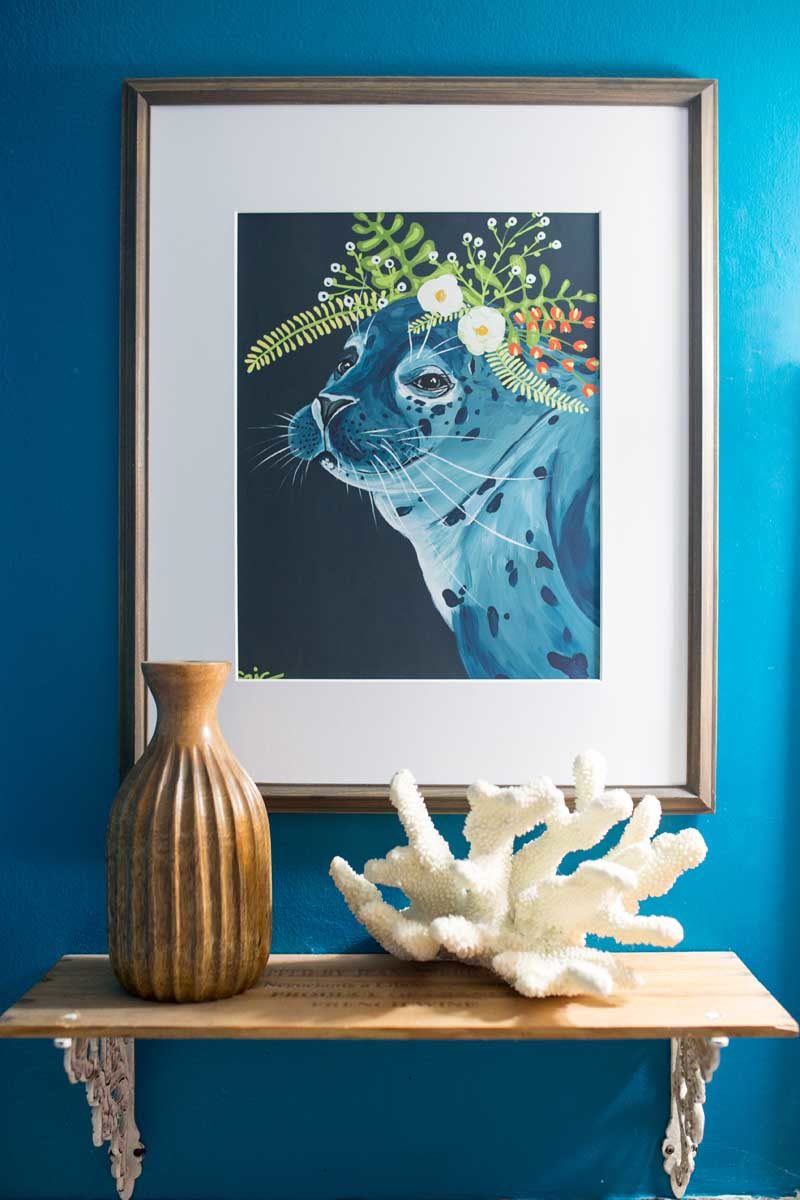 波西米亚风格的丙烯动物肖像，色彩鲜艳充满个性，装饰效果极强